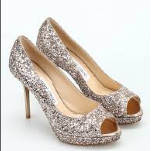 Jimmy Choo Luna Gold Glitter Pumps - Picture 8 of 13